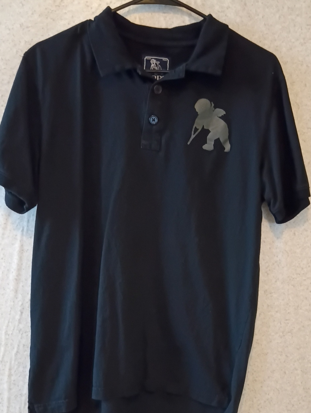 PRPS Black Polo with Gray Cherub Graphic